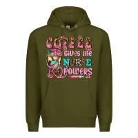 Army Green coffee gives me nurse power Premium Hoodie - AdoDesignShop