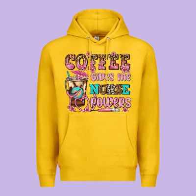 Coffee Gives Me Nurse Power Premium Hoodie Designed By Adodesignshop