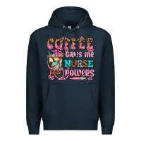 Navy coffee gives me nurse power Premium Hoodie - AdoDesignShop
