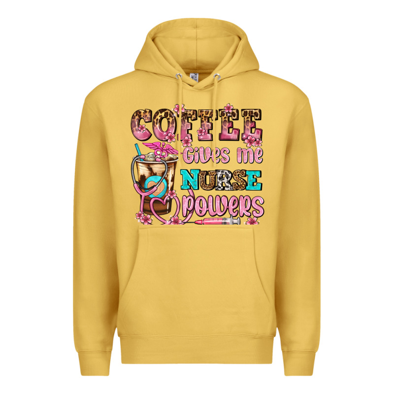 Coffee Gives Me Nurse Power Premium Hoodie by AdoDesignShop | Teevron