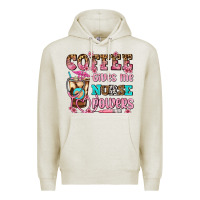 Oatmeal Heather coffee gives me nurse power Premium Hoodie - AdoDesignShop