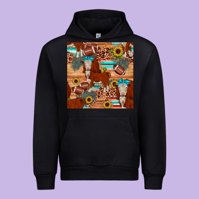 Football Hereford Sunflower Seamless Pattern Urban Hoodie Designed By Jahusdesignshop