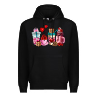 Black valentines day roses coffee cups Premium Hoodie - AdoDesignShop