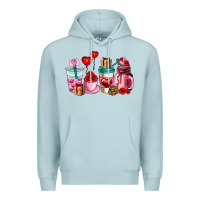 Blue Mist valentines day roses coffee cups Premium Hoodie - AdoDesignShop