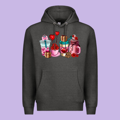 Valentines Day Roses Coffee Cups Premium Hoodie Designed By Adodesignshop
