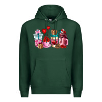 Sports Green valentines day roses coffee cups Premium Hoodie - AdoDesignShop
