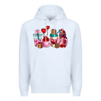 White valentines day roses coffee cups Premium Hoodie - AdoDesignShop