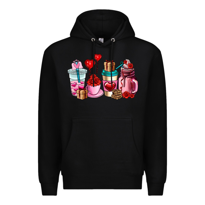Valentines Day Roses Coffee Cups Premium Hoodie by AdoDesignShop | Teevron