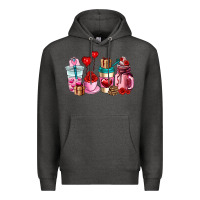 Charcoal Heather valentines day roses coffee cups Premium Hoodie - AdoDesignShop