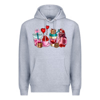 Heather Grey valentines day roses coffee cups Premium Hoodie - AdoDesignShop