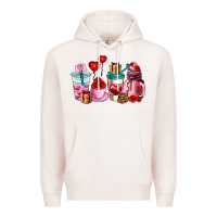 Pale Pink valentines day roses coffee cups Premium Hoodie - AdoDesignShop