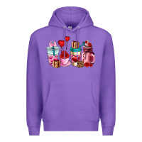 Purple valentines day roses coffee cups Premium Hoodie - AdoDesignShop