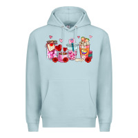 Blue Mist valentines day coffee cup Premium Hoodie - AdoDesignShop