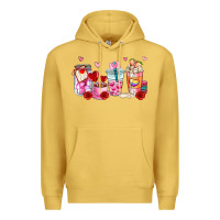 Antique Gold valentines day coffee cup Premium Hoodie - AdoDesignShop