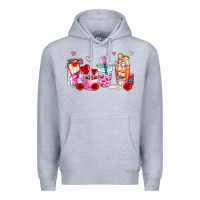 Heather Grey valentines day coffee cup Premium Hoodie - AdoDesignShop
