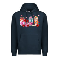 Navy valentines day coffee cup Premium Hoodie - AdoDesignShop