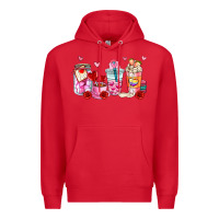 Red valentines day coffee cup Premium Hoodie - AdoDesignShop