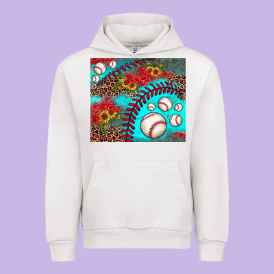 Baseball Leopard Turquoise Sunflower Urban Hoodie Designed By Jahusdesignshop