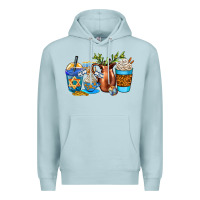 Blue Mist hannukah coffee cups Premium Hoodie - AdoDesignShop