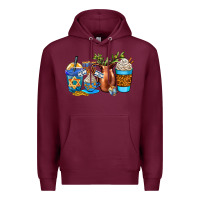 Burgundy hannukah coffee cups Premium Hoodie - AdoDesignShop