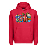 Cardinal hannukah coffee cups Premium Hoodie - AdoDesignShop