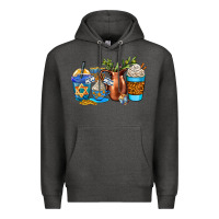 Charcoal Heather hannukah coffee cups Premium Hoodie - AdoDesignShop