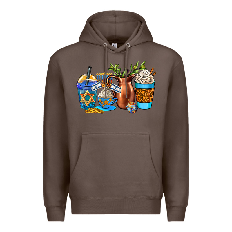 Hannukah Coffee Cups Premium Hoodie by AdoDesignShop | Teevron