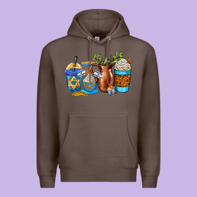Hannukah Coffee Cups Premium Hoodie Designed By Adodesignshop