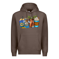 Coffee hannukah coffee cups Premium Hoodie - AdoDesignShop