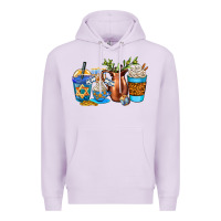 Lilac hannukah coffee cups Premium Hoodie - AdoDesignShop
