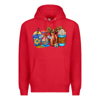 Red hannukah coffee cups Premium Hoodie - AdoDesignShop
