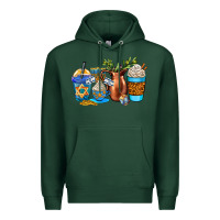Sports Green hannukah coffee cups Premium Hoodie - AdoDesignShop