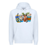 White hannukah coffee cups Premium Hoodie - AdoDesignShop