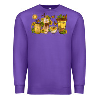 Purple sunflower coffee cups Premium Sweatshirt - texasbilliewilder