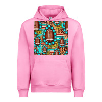 Fuchsia Pink football leopard turquoise gemstone sunflower seamless pattern Urban Hoodie - JahusDesignShop