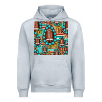 Heather Grey football leopard turquoise gemstone sunflower seamless pattern Urban Hoodie - JahusDesignShop