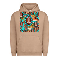 Pigment Burro football leopard turquoise gemstone sunflower seamless pattern Urban Hoodie - JahusDesignShop