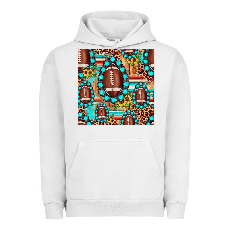 Football Leopard Turquoise Gemstone Sunflower Seamless Pattern Urban Hoodie by JahusDesignShop | Teevron