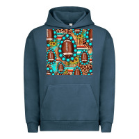 Pigment Midnight Navy football leopard turquoise gemstone sunflower seamless pattern Urban Hoodie - JahusDesignShop