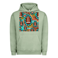 Pigment Oil Green football leopard turquoise gemstone sunflower seamless pattern Urban Hoodie - JahusDesignShop