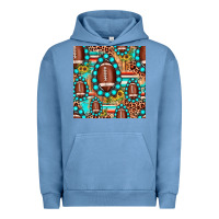 Pigment Pebble Blue football leopard turquoise gemstone sunflower seamless pattern Urban Hoodie - JahusDesignShop