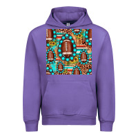 Tulip football leopard turquoise gemstone sunflower seamless pattern Urban Hoodie - JahusDesignShop