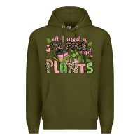 Army Green all i need is coffee and plants Premium Hoodie - JahusDesignShop