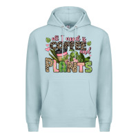 Blue Mist all i need is coffee and plants Premium Hoodie - JahusDesignShop
