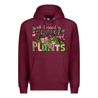 Burgundy all i need is coffee and plants Premium Hoodie - JahusDesignShop