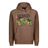Chestnut all i need is coffee and plants Premium Hoodie - JahusDesignShop