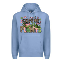 Colony Blue all i need is coffee and plants Premium Hoodie - JahusDesignShop