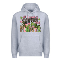 Heather Grey all i need is coffee and plants Premium Hoodie - JahusDesignShop
