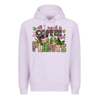 Lilac all i need is coffee and plants Premium Hoodie - JahusDesignShop