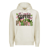 Oatmeal Heather all i need is coffee and plants Premium Hoodie - JahusDesignShop